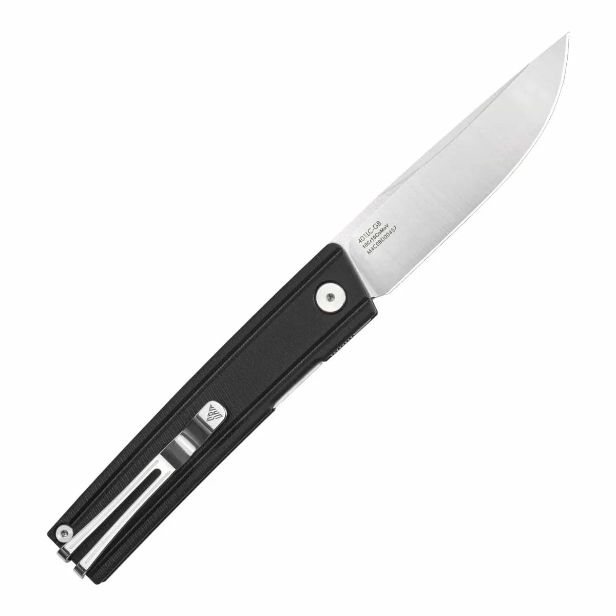 SRM Gent 401LC-GB blade detail – brushed 10Cr15CoMoV drop point plain edge