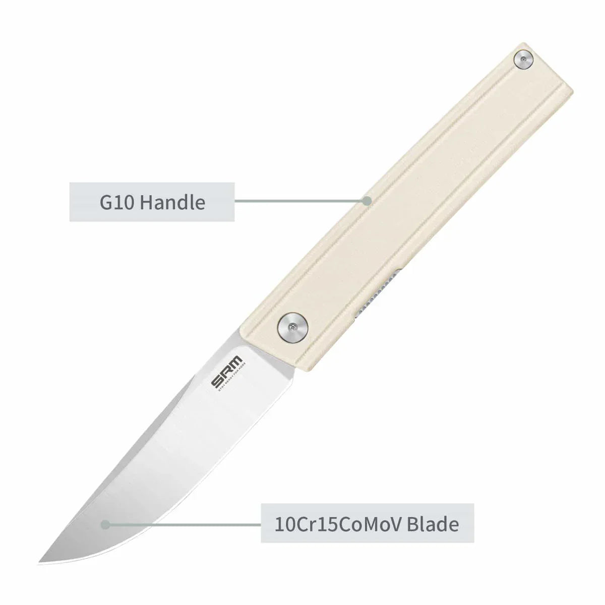 SRM Gent 3.27" 10Cr15CoMov, HRC 58~60 White G10 Handle 401LC-GT