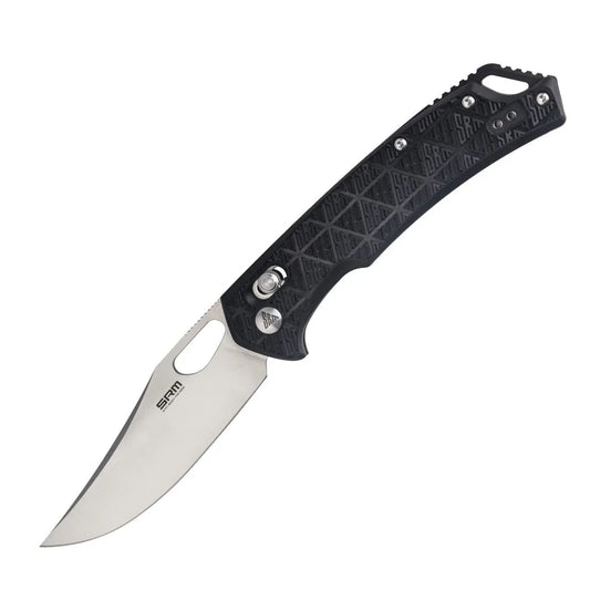 SRM Retriever 9201-PB front view – 3.54″ brushed 8Cr13MoV clip point folding knife