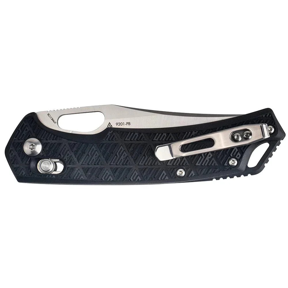 SRM Retriever 9201-PB blade and black FRN handle detail
