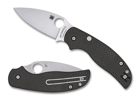 Spyderco Sage 6 Button-Release Compression Lock – 3" Satin CPM-S90V Blade, Carbon Fiber Handle – Sprint Run Model C123CFBCLS90VP