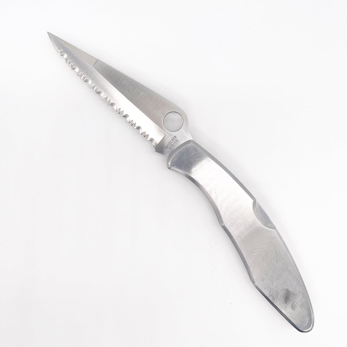 Spyderco C07SE Police ATS-55 Serrated Blade Stainless Steel Handles - Pre-owned