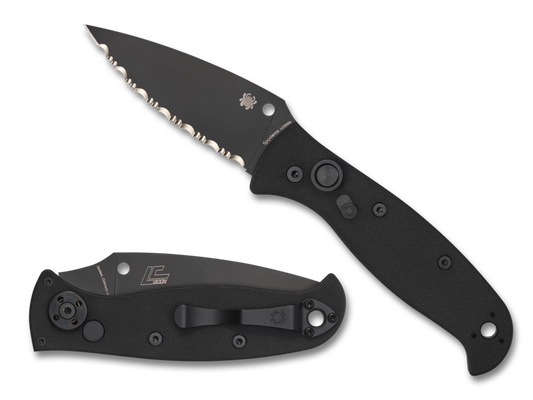 Spyderco Automatic C165GSBBK2 Autonomy 2 All Black Serrated Spyder Edge 3.50" LC200N Steel