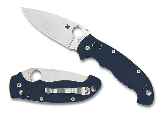 Spyderco Manix 2 XL – 3.85" Satin CPM-SPY27 Drop Point Blade, Cobalt Blue G-10 Handles – C95GPCBL2