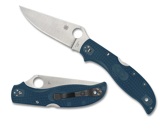 Spyderco Stretch 2 XL Lightweight C258FPK390 front view – 3.99″ satin K390 leaf-shaped plain edge folding knife