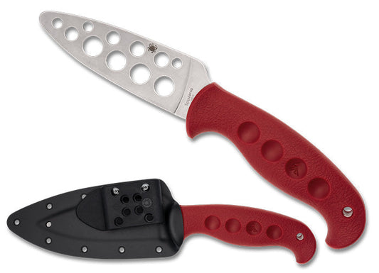 Spyderco Temperance Trainer â€“ 4.15" Blunted 420J2 Satin Blade, Red FRN Handle, Boltaron Sheath â€“ FB05TRD