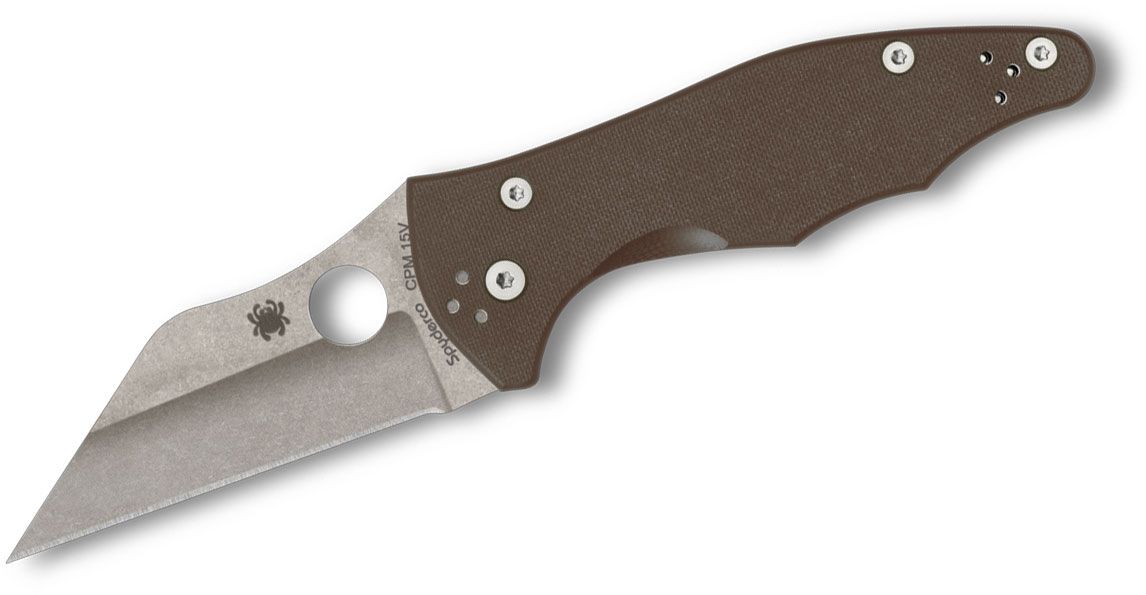 Spyderco Yojimbo 2 Sprint Run – 3.20" CPM-15V Stonewashed Wharncliffe Blade, Brown G-10 Handle – C85GPBN15V2