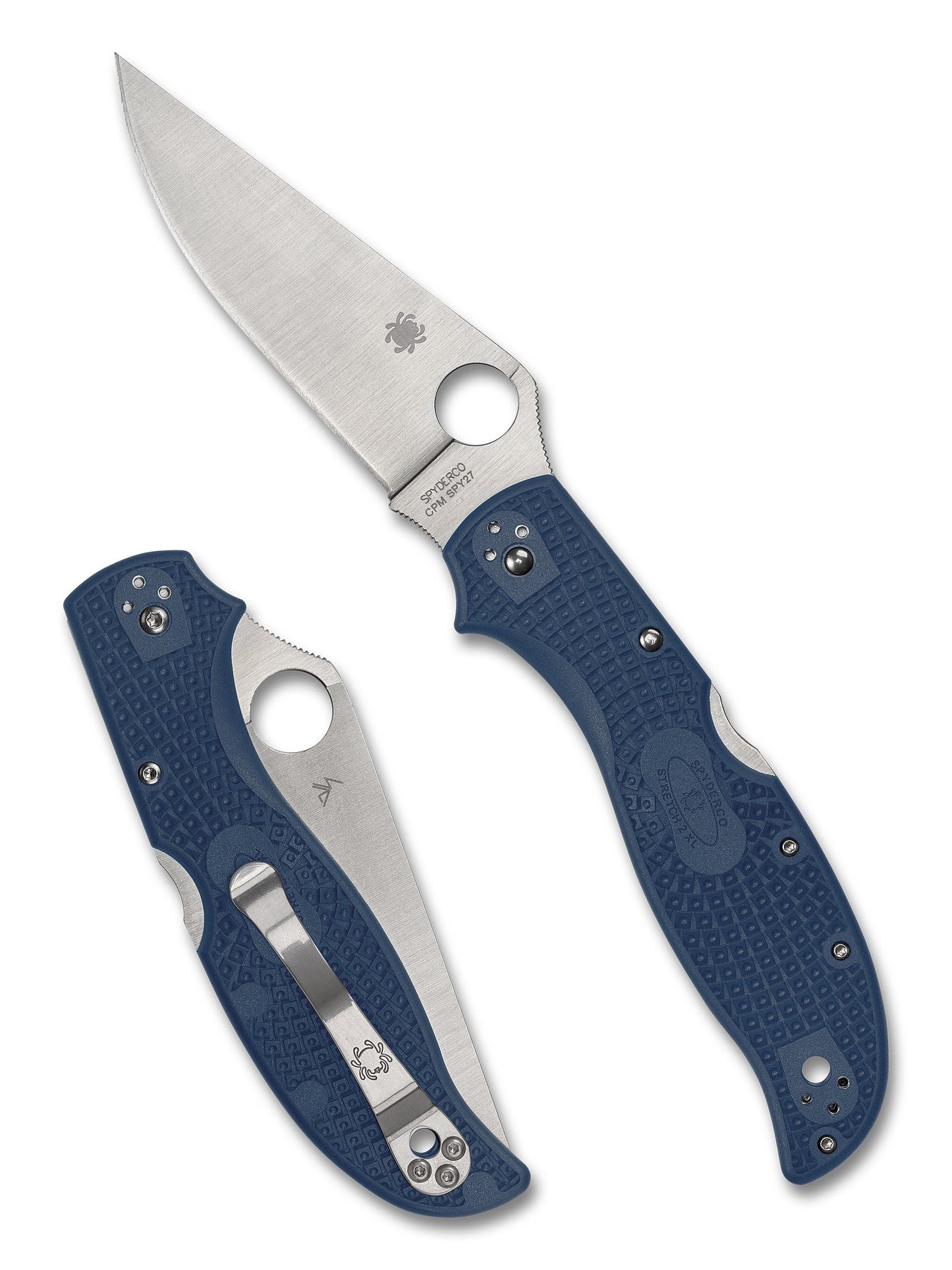 Spyderco Stretch 2 XL Lightweight â€“ 3.99" Satin CPM-SPY27 Blade, Cobalt Blue FRN Handle, Back Lock â€“ Model C258PCBL