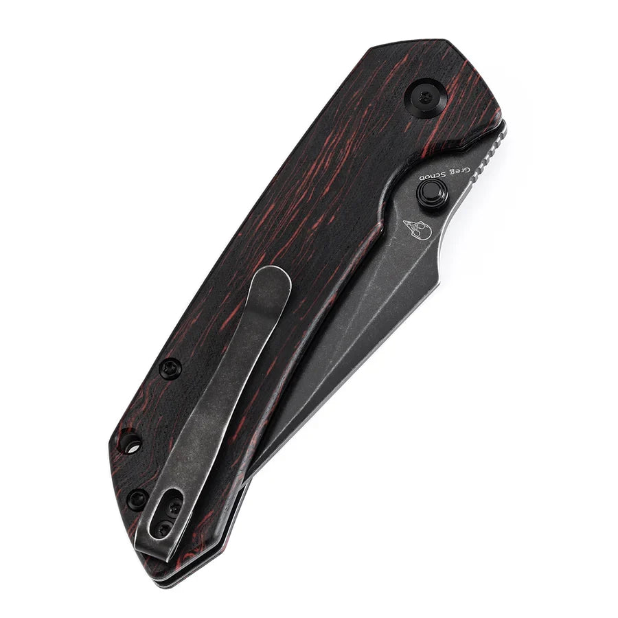Tenable Fenrir T1034F1 – 3.45" Blackwash 14C28N Blade, Black & Red G-mascus Handle