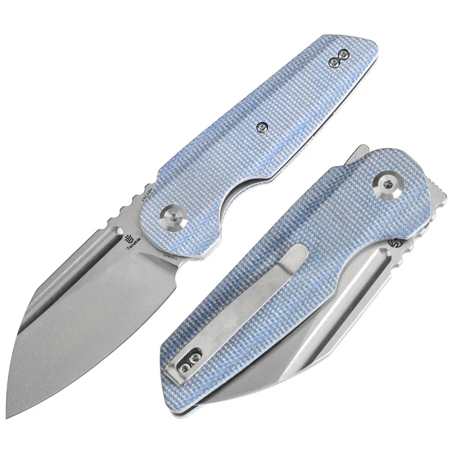 Tenable Rafe L T1048A3 – 3.19" Stonewashed 14C28N Blade, Blue Micarta Handle with Liner Lock
