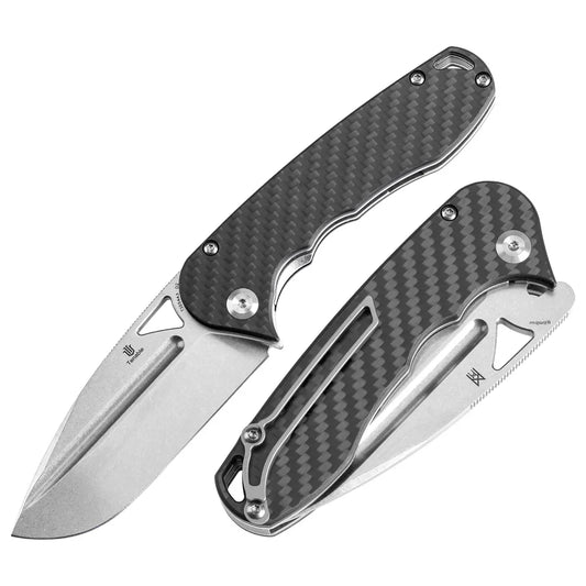 Tenable BÃ¶mbur T1054A3 â€“ 3.53" Stonewashed D2 Blade, Twill Carbon Fiber Handle with Liner Lock