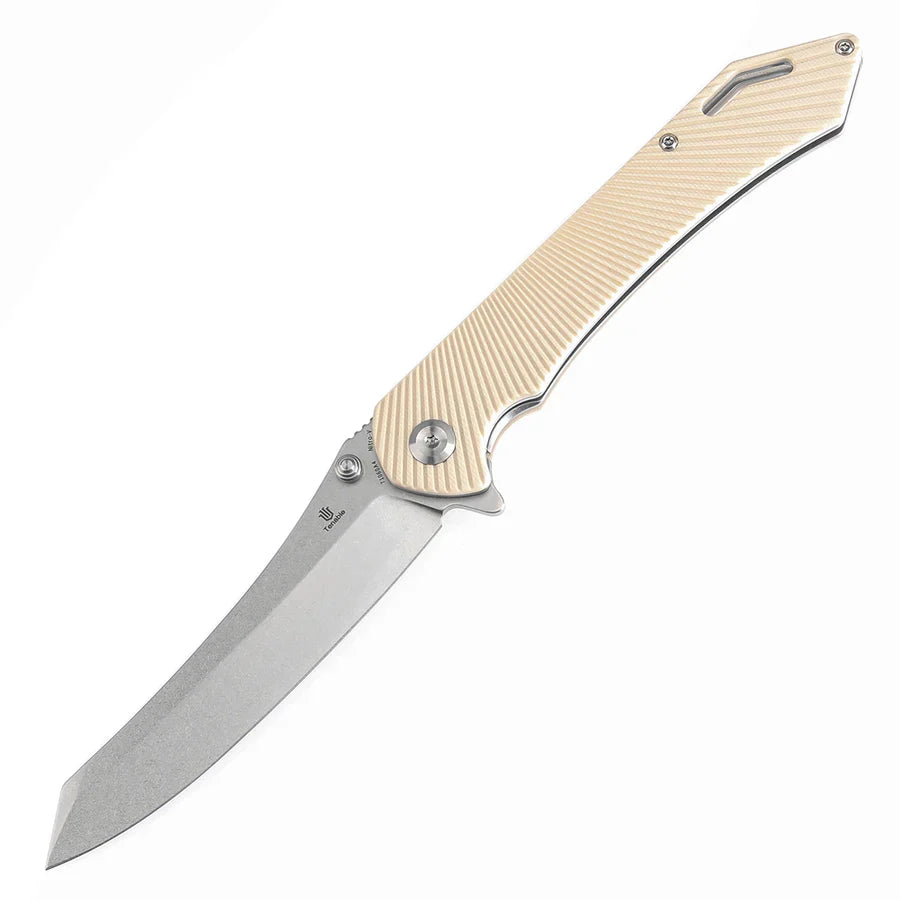 Tenable Colibri Tech T1060A4 – 4.64" Stonewashed Nitro-V Blade, Ivory White G10 Handle