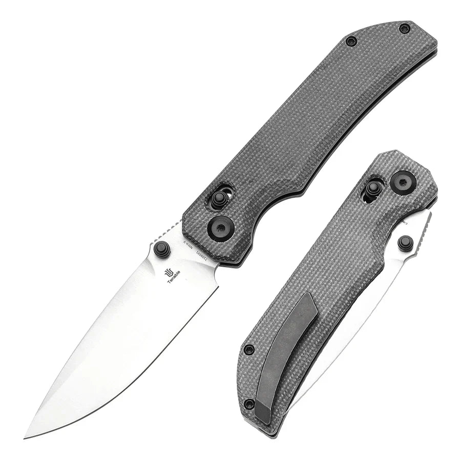 Tenable Eaglestrike T1095V1 – 3.73" Satin Nitro-V Drop Point Blade, Black Micarta Handle with Crossbar Lock