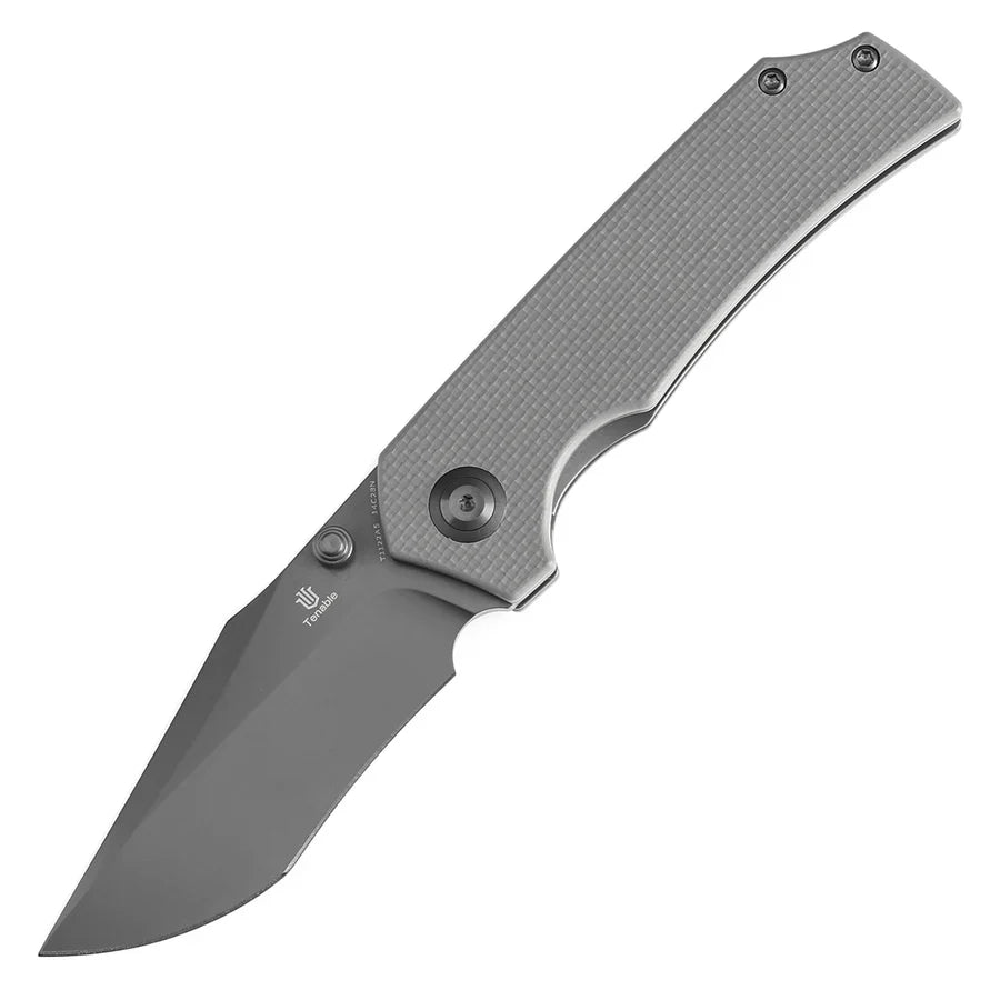 Tenable Fermi T1122A5 – 3.11" Gray TiCN-Coated 14C28N Blade, Light Sand G10 Handle with Liner Lock