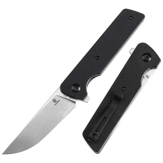 Tenable Anomaly T2038A1 â€“ 3.14" Stonewashed Nitro-V Drop Point Blade, Black G10 Handle with Liner Lock