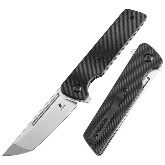 Tenable Anomaly T2038T1 – 3.14" Stonewashed Nitro-V Tanto Blade, Black G10 Handle with Liner Lock