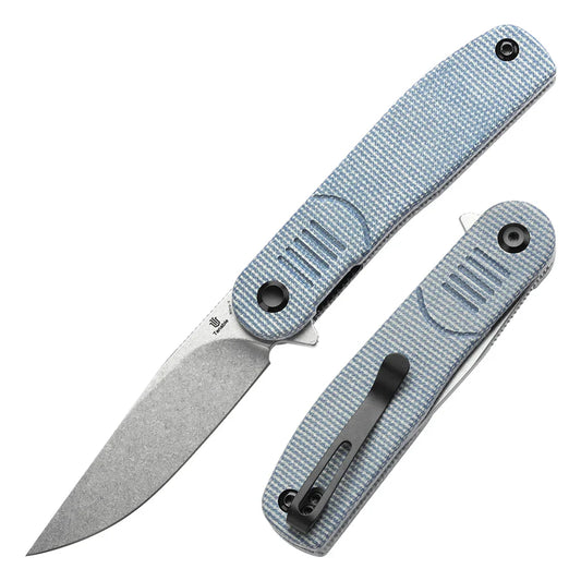 Tenable Einar T2072A2 â€“ 3.13" Stonewashed Nitro-V Drop Point Blade, Blue Micarta Handle