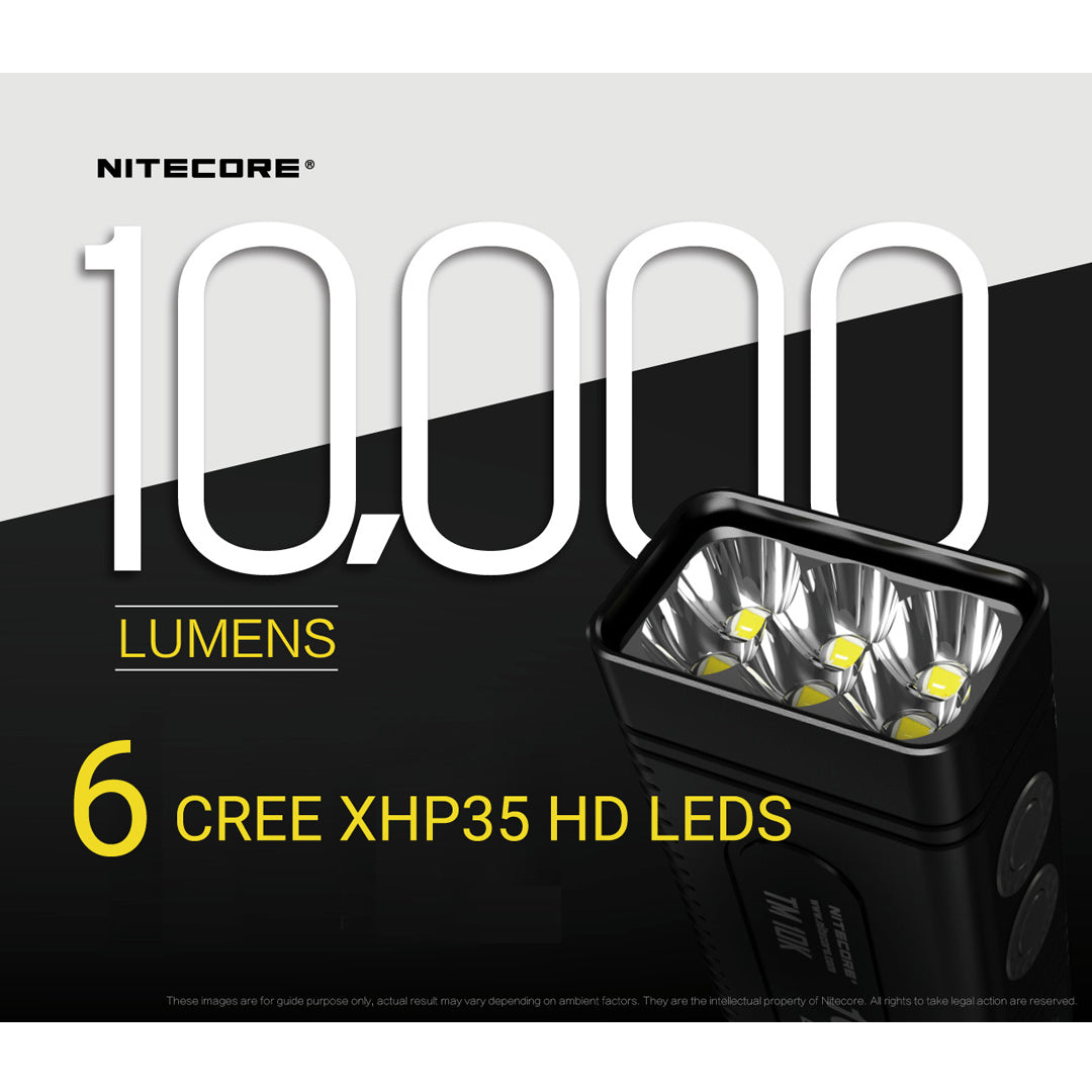 Nitecore TM10k 10,000 Lumen USB-C Rechargeable Flashlight 6 ÃƒÆ’Ã†â€™ÃƒÂ¢Ã¢â€šÂ¬Ã¢â‚¬Â CREE XHP35 HD LED - 1 x 21700 Battery