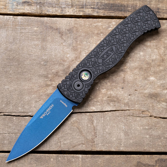 Pro-Tech T206-SB NEXUS Tactical Response 2 3in Sapphire Blue Magnacut Blade NEXUS Textured Black Handles