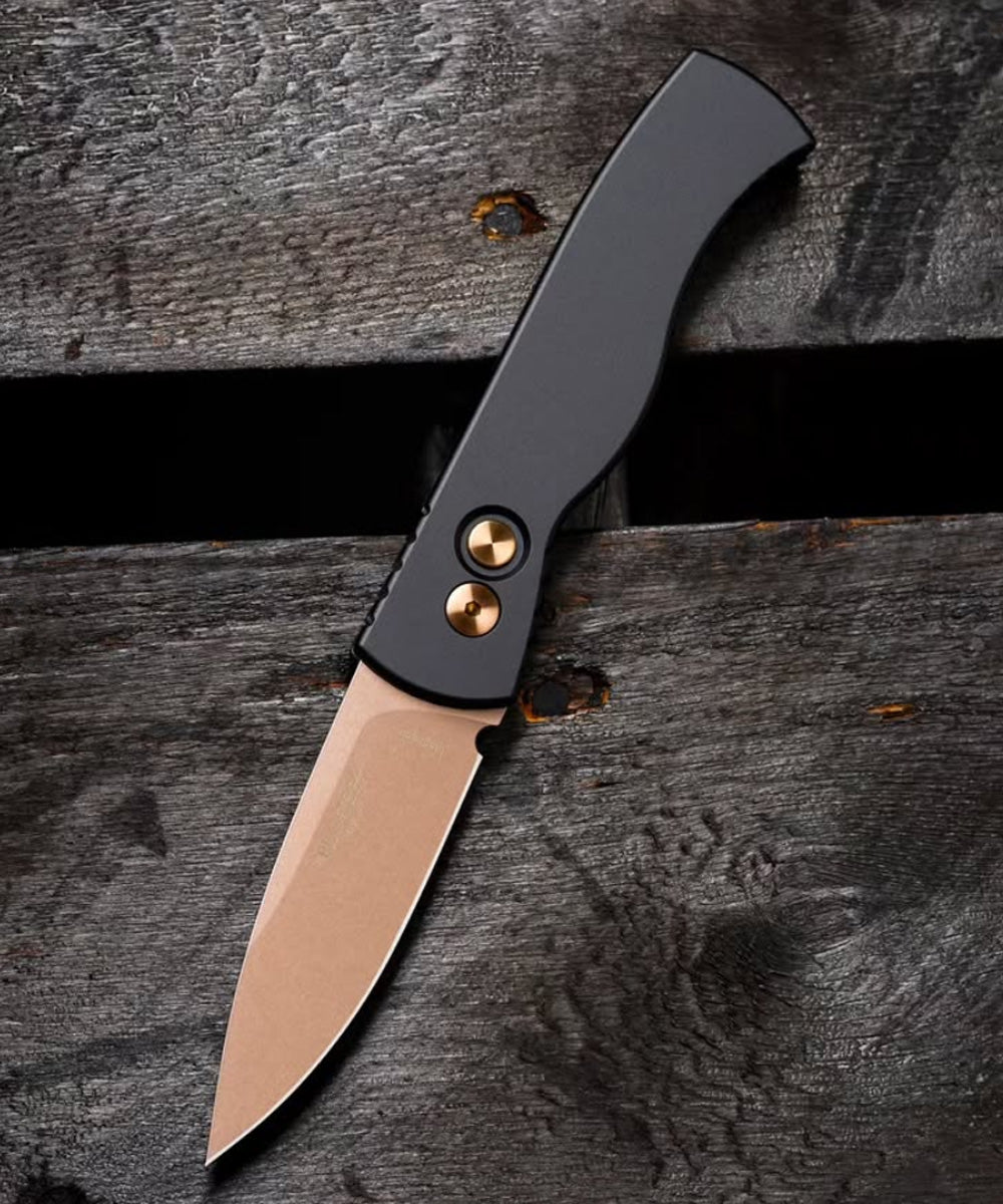 Pro-Tech Knives T203-RG Tactical Response 2 3in Rose Gold MAGNACUT Blade Black Aluminum Handles