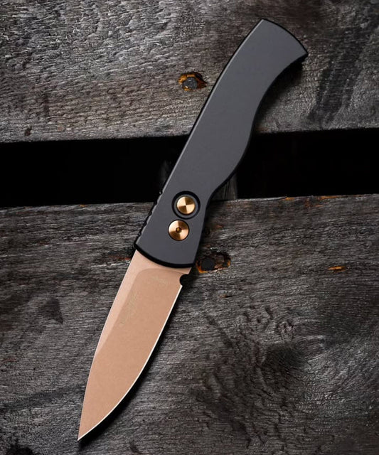 Pro-Tech Knives T203-RG Tactical Response 2 3in Rose Gold MAGNACUT Blade Black Aluminum Handles