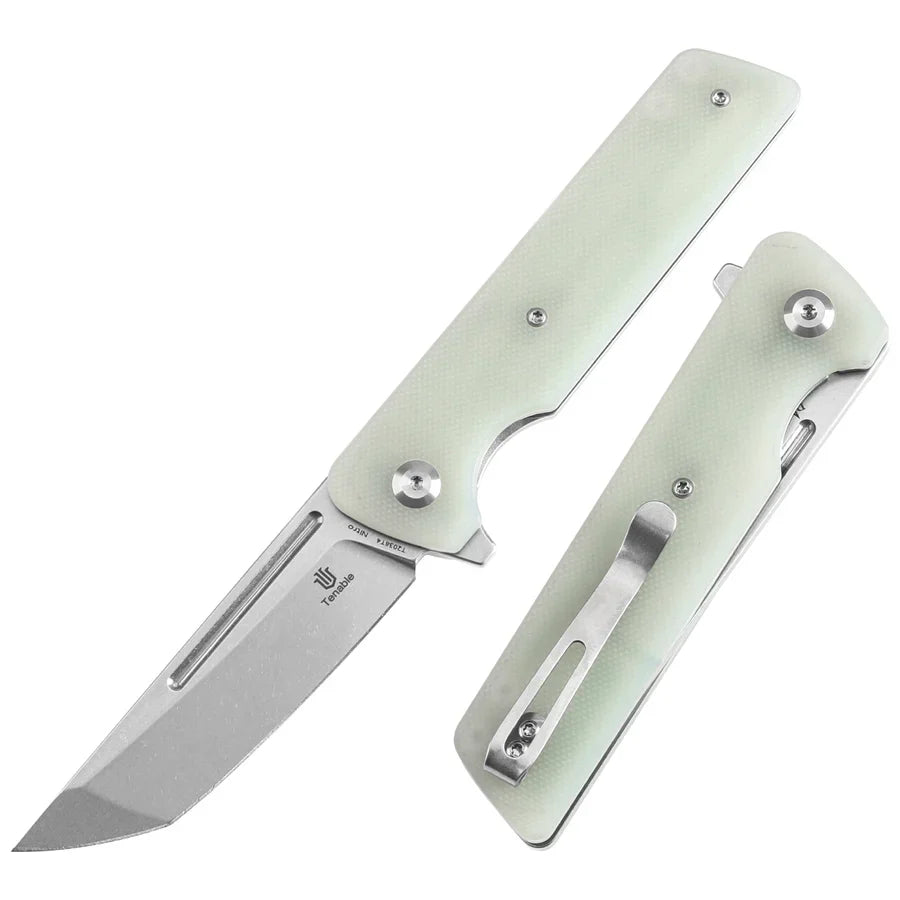 Tenable Anomaly T2038T4 – 3.14" Stonewashed Nitro-V Tanto Blade, Jade G10 Handle with Liner Lock