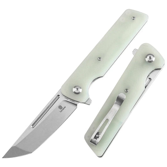 Tenable Anomaly T2038T4 – 3.14" Stonewashed Nitro-V Tanto Blade, Jade G10 Handle with Liner Lock