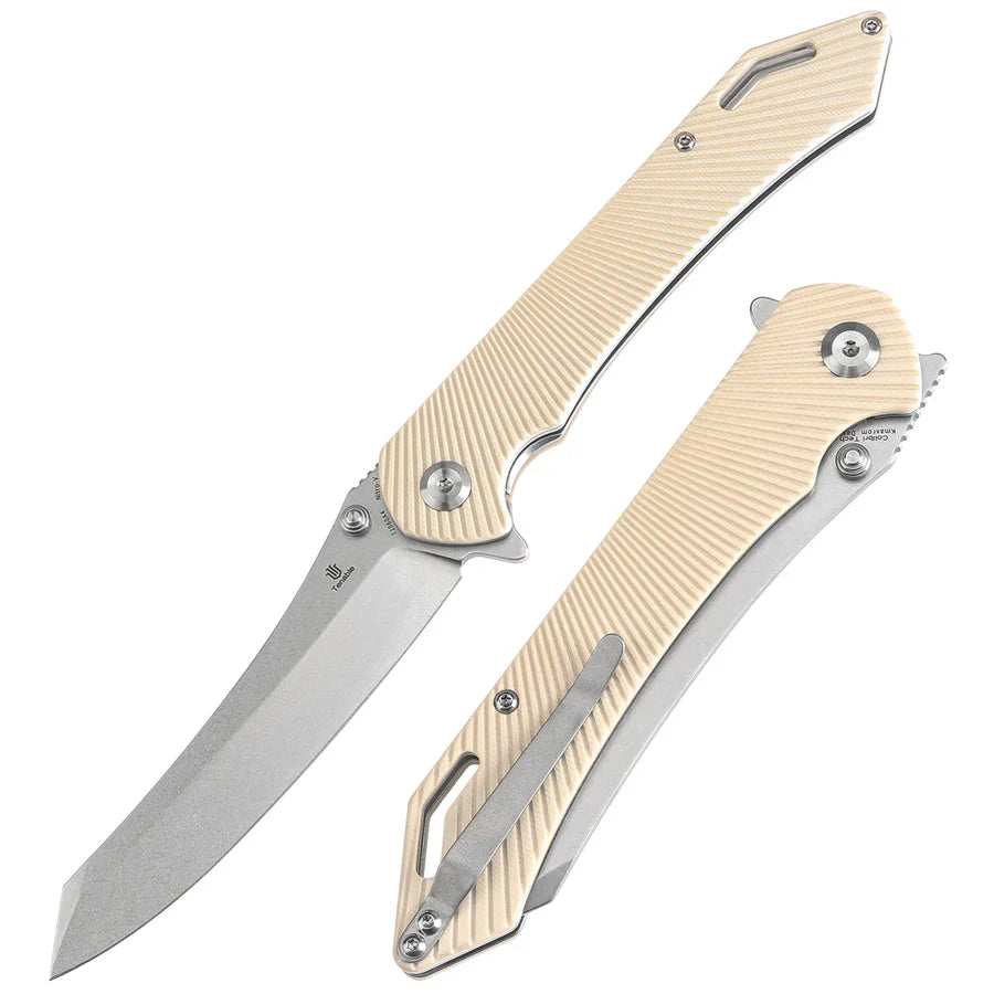 Tenable Colibri Tech T1060A4 – 4.64" Stonewashed Nitro-V Blade, Ivory White G10 Handle