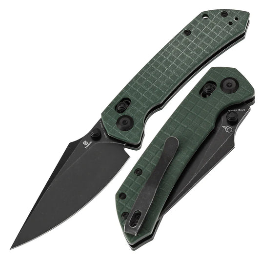 Tenable Fenrir T1034V12 â€“ Green G10 Frag Pattern, 3.48" Blackwashed Nitro-V Blade, Sparrow Knife Co. Design