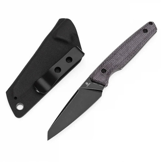 Tenable Parr Outdoor Fixed Blade Knife – 3.12" Reverse Tanto 14C28N Blade, Purple Micarta Handle, Kydex Sheath – G011B1