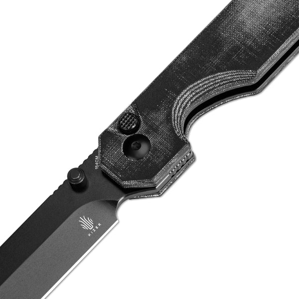 Kizer KUH Gentleman Pocket Knife 3.19in Black 154cm Blade Black Micarta Handles