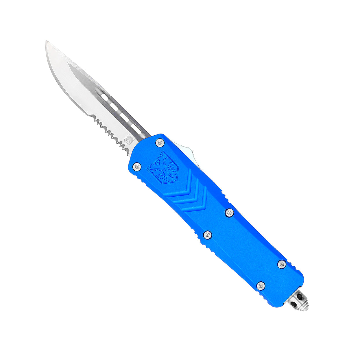 CobraTec FS-X Small Blue OTF Knife - D2 Steel 2.5in Drop Point Serrated Blade