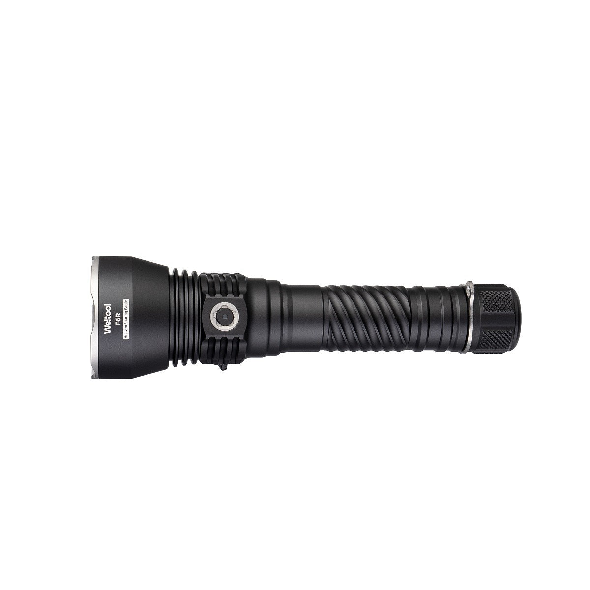Weltool F6R 5200 lumen long-range LED flashlight, front view