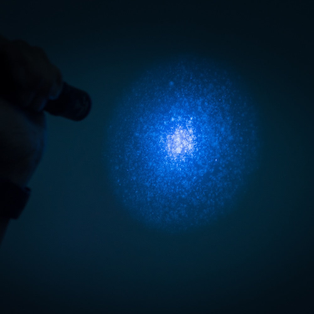Weltool M2-BF 365nm UV flashlight in use