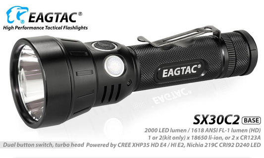 EagTac SX30C2 2000 Lumen Flashlight 1x18650 Battery CREE XHP 35 HI LED