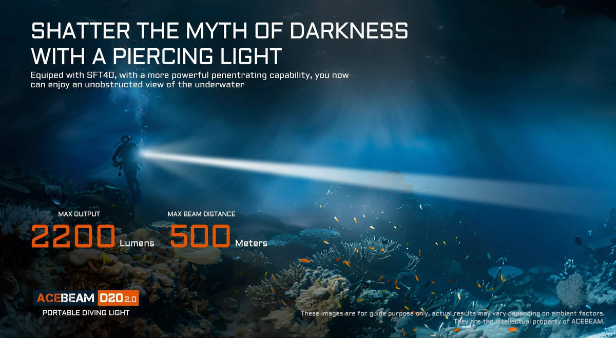 Acebeam D20 2.0 – 200m waterproof depth rated dive light