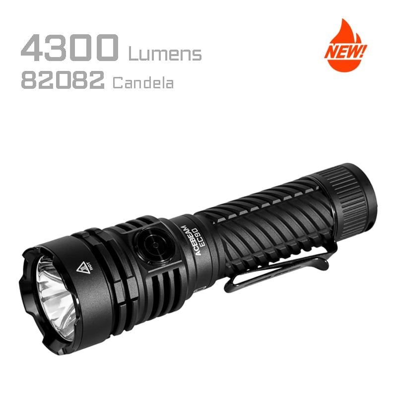 Acebeam EC90 front view – 4300 lumen SFT-90X LED tactical flashlight