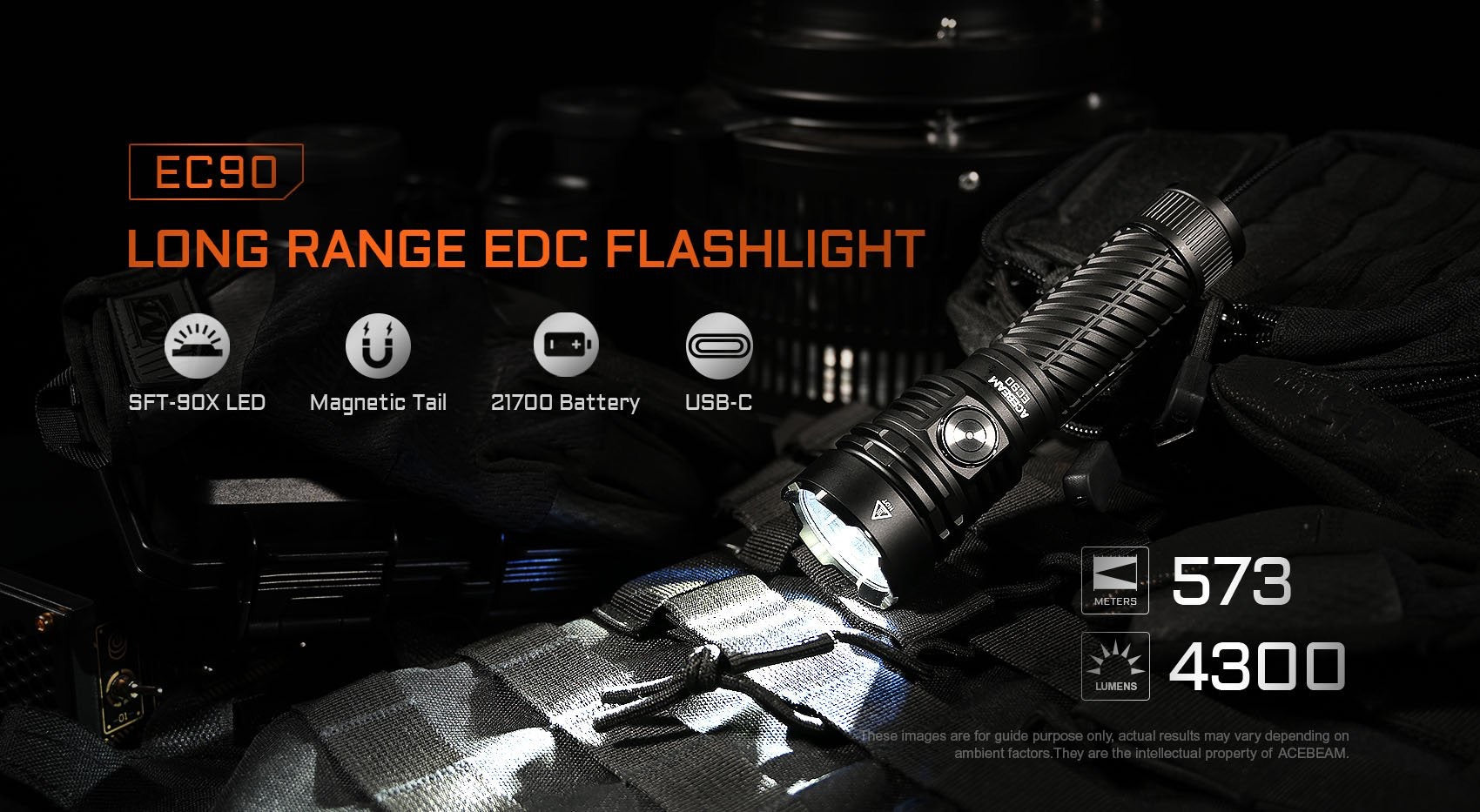 Acebeam EC90 side profile view
