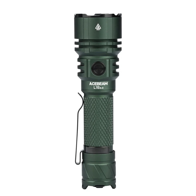 Acebeam L16 2.0 Green 5000K (L16-2.0-Green-5000K) front view – 2100 lumen tactical flashlight