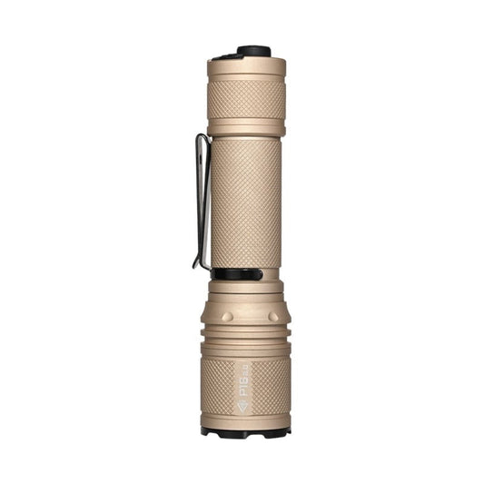 Acebeam P16 2.0 Desert Sand tactical flashlight with dual tail switch