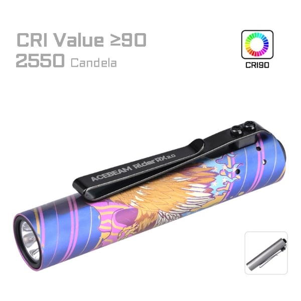 Acebeam Rider RX 2.0 Limited Edition Eagle â€“ 700 Lumen Titanium EDC Flashlight with Nichia 519A