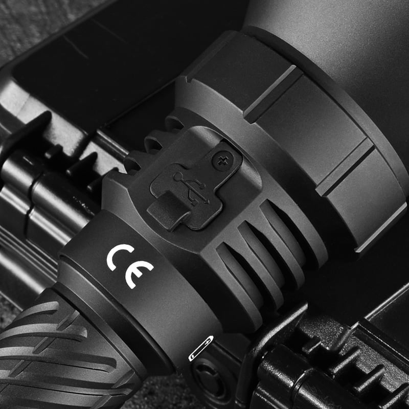 Acebeam T29 hidden USB-C charging port detail