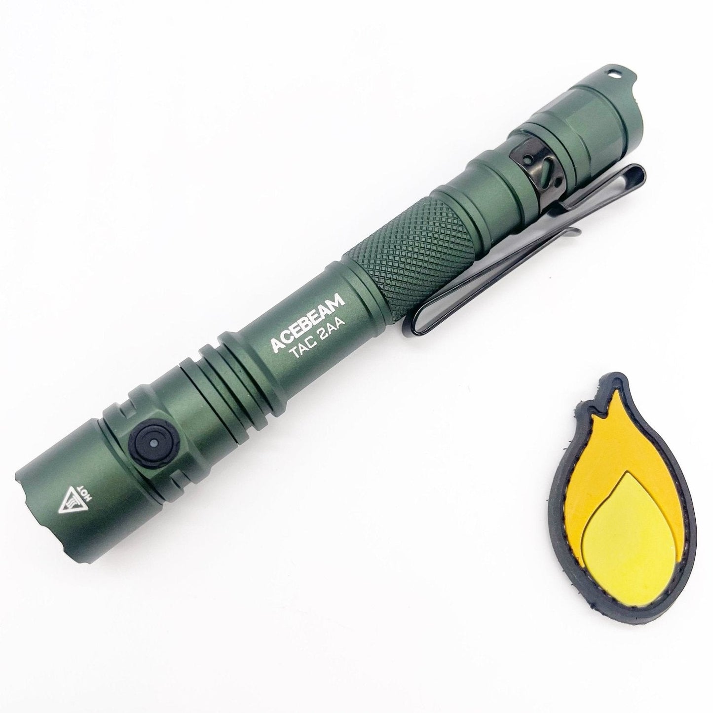 Acebeam TAC 2AA Green TAC2AA-Green front view – 1,600 lumen green tactical penlight EDC flashlight
