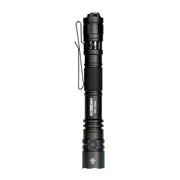 Acebeam TAC 2AA Black TAC2AA-Black side profile view – pen-style A6061-T6 aluminum body