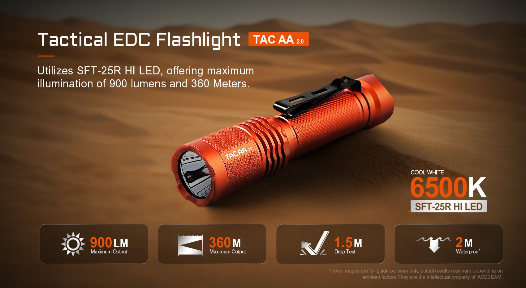 Accessories and packaging for Acebeam Tac AA 2.0 flashlight