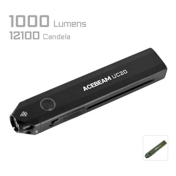 Acebeam UC20 â€“ 1,000 Lumen Flat EDC Flashlight | White, Red & UV Light | USB-C Rechargeable