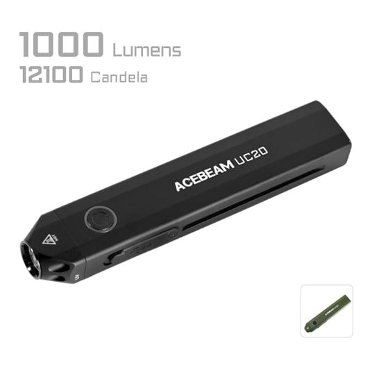 Acebeam UC20 â€“ 1,000 Lumen Flat EDC Flashlight | White, Red & UV Light | USB-C Rechargeable