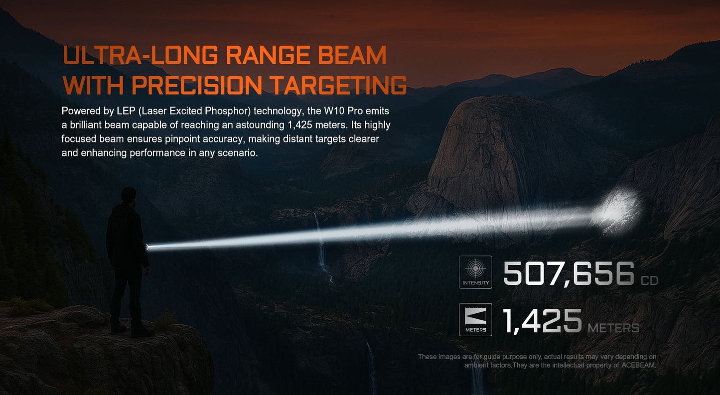 Acebeam W10 Pro (W10Pro-Black) long-range LEP beam – 1,425 m throw