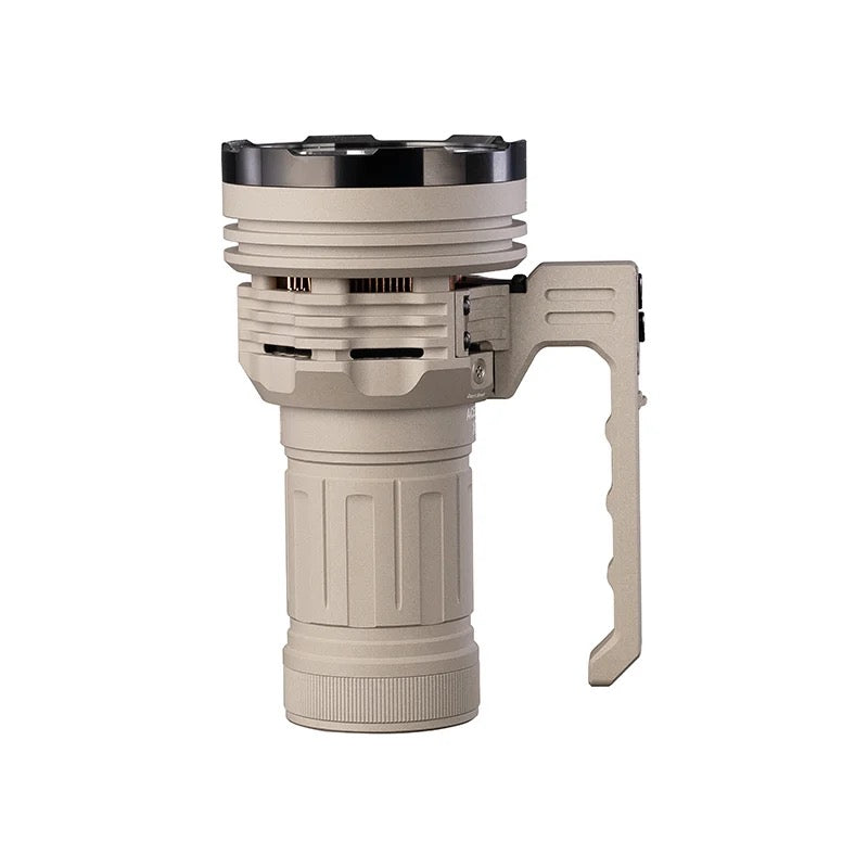 Acebeam X75 MAO flashlight beam demonstrating 1306 meter throw distance at 67000 lumens