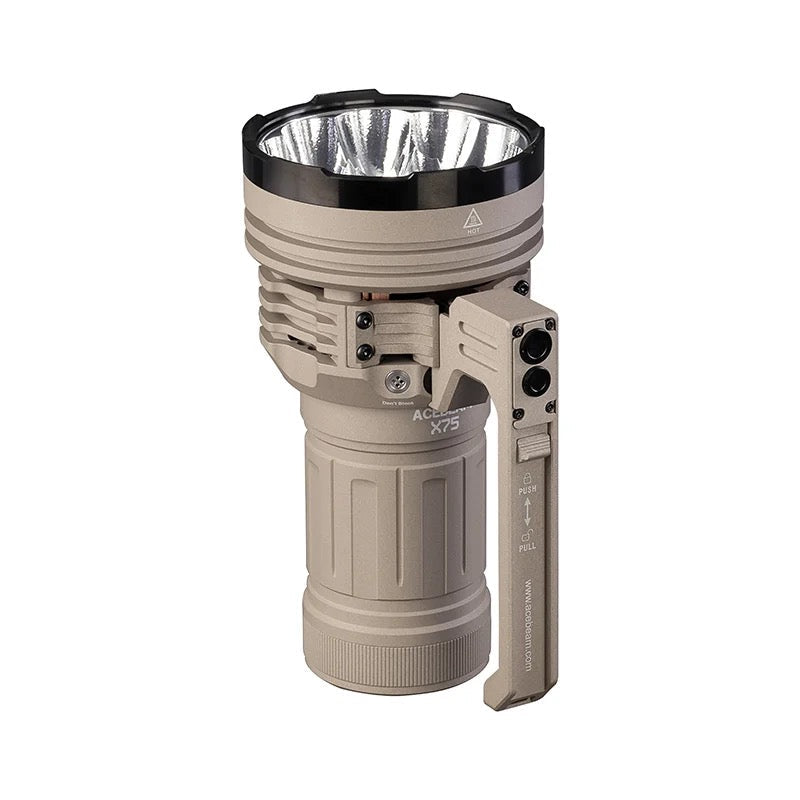Detachable waterproof cooling fan on the Acebeam X75 MAO high-output flashlight